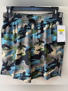 Nike Swim Classic Camo 5" Volley Shorts 4-Way Stretch Sz Small NESSE548-001 NWT